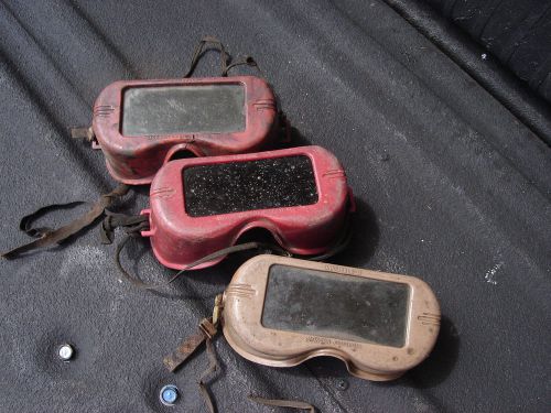 (3) vintage welding goggles by jackson, unigoggle &amp; unigoggle ll filter lens for sale