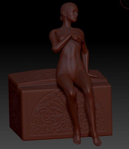 Full 3d STL file girl on cube - for CNC Router Machine or 3D printer