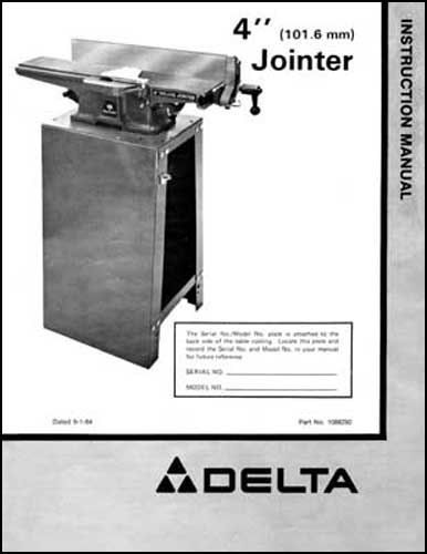 Rockwell Delta 37-290 4 In. Deluxe Jointer Manual 1984