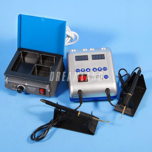 Dental lab 3 well analog wax heater pot melter + electric waxer carving pen for sale