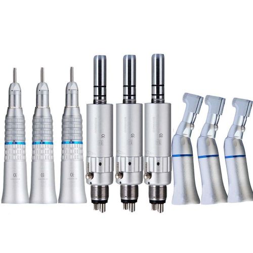 3 sets Dental Slow Low Speed Handpiece Straight Contra Angle Air Motor E-Type tt