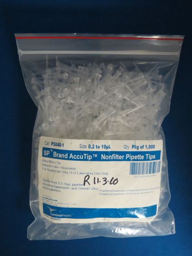 Sp brand accutip nonfilter pipet pipette tips 0.2 to 10ul # p5048-1 pk/1000 for sale