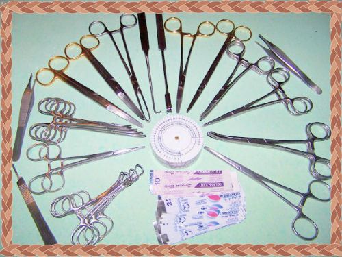 3 new sets 70 pc feline spay pack kit, quality satin finish instruments for sale