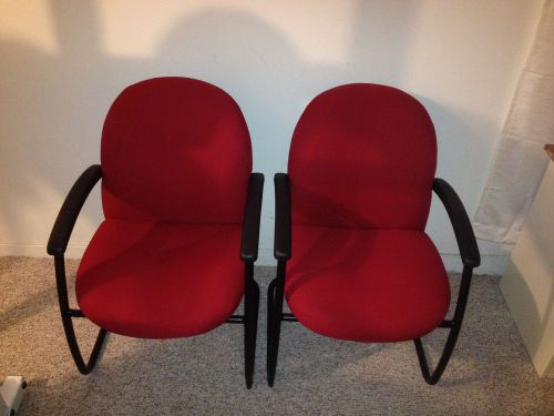 2 red/Black office guest chairs great shape---------WOW