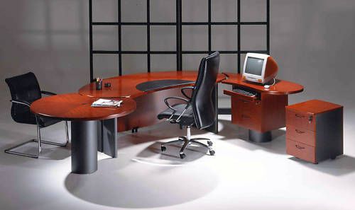New contemporary cherry  office desk + #3188 f/f  cabinet + 2124 cabinet for sale