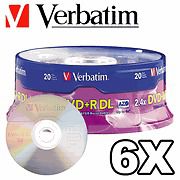 20 Verbatim 95310 6x DVD+R Double Layer DL Media Disk