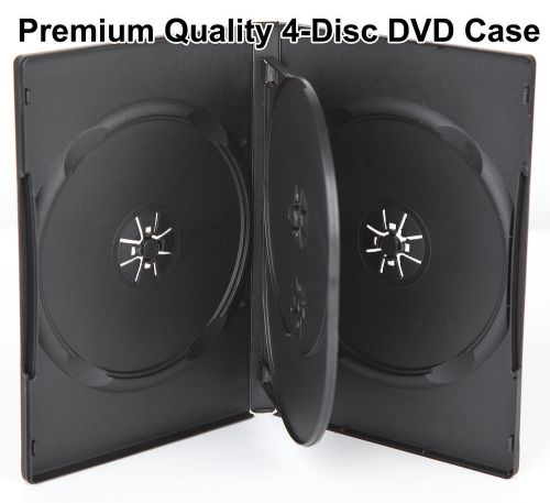 New! One Premium Quality Black Quad 4 Disc with Tray DVD CD Case Standard 14mm
