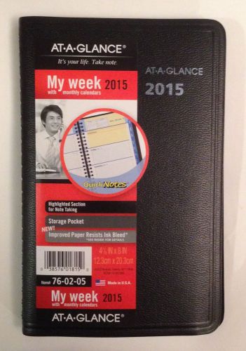 AT-A-GLANCE 2015 MY WEEK WEEKLY/MONTHLY APPOINTMENT BOOK #76-02-05 W/QUICK NOTES