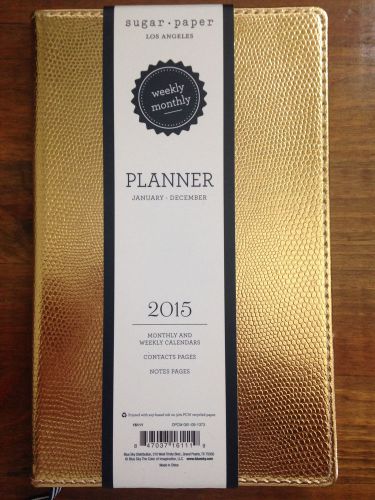 Sugar Paper Los Angeles 2015 Weekly Monthly Planner Gold Luxe Cover 5&#034;x8&#034;