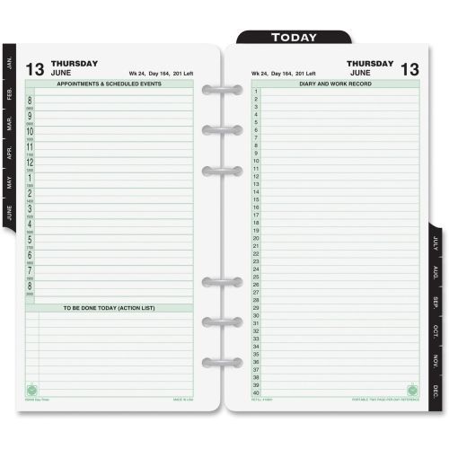 2015 Day-Timer 2 Pages Daily Planner Refill - 3.75&#034; x 6.75&#034; - 1 Year