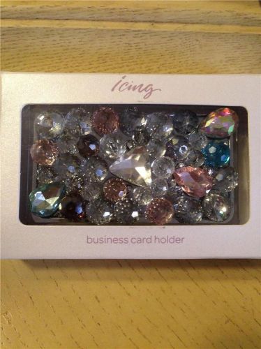 JEWELED BUSINESS CARD ID HOLDER CASE - NEW - EMBELLISHED WITH JEWELS