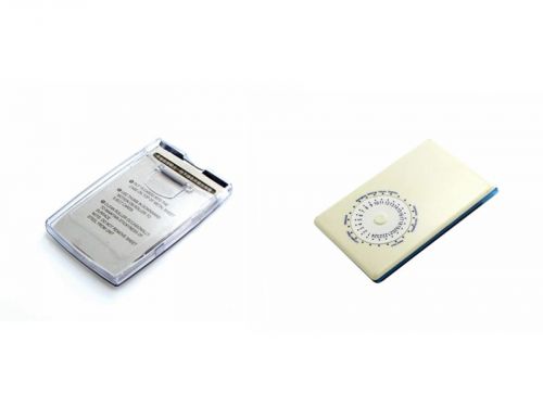 2 pcs Slim Sliding Scroll Business Name Card Holder Case  Crystal + Blue Color