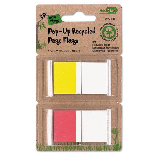 Pop-Up Recycled Page Flags Dispenser, 1x1-7/10, Red/Yellow, 50/Pack (RTG25800)