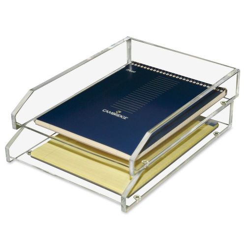 Kantek acrylic double letter tray 4 3/4 x 14 x 10 1/2 inches clear ad15 for sale