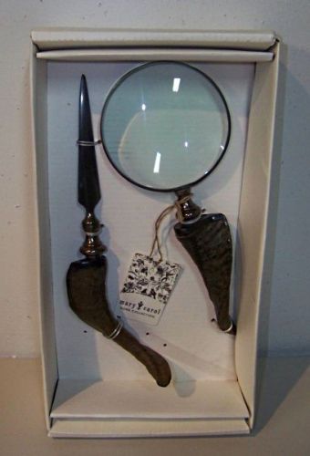 Mary Carol Home Collection Magnifying Glass &amp; Letter Opener Twisted Horn Handle