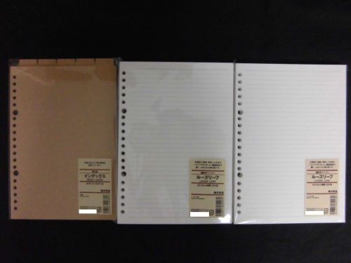 MUJI Moma Recycled paper index &amp; Loose-leaf A5 6mm ruled 200 sheets x2 Japan WoW