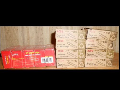 Lot Of 21 Boxes Of ACCO &amp; Staples Paper Clips- 2,100 Total- NIB
