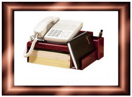 NEW Rolodex Wood Mahogany Phone Stand w/Pencil Box/Memo