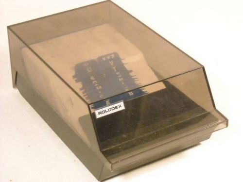 VINTAGE ROLODEX VIP24C 4&#034; X 2 1/4 &#034; INDEX ADDRESS COVERED CARD FILE W/ CARDS