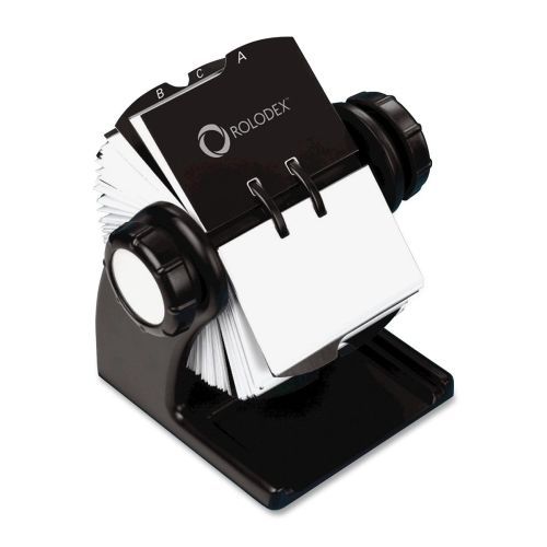 Rolodex WoodTones Rotary Business Card File-400 Card -24 A-Z index tab-Blk