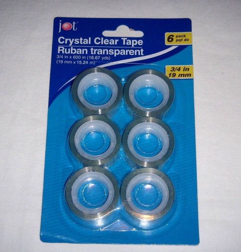 JOT Crystal Clear Tape Ruban Transparent 6 Rolls 3/4 in X 600 in 1&#034; CORE