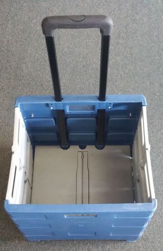 Staples Brand Mobile Folding Cart Caddy With Lid 16&#034;X18&#034;X15&#034; - BLUE - USED
