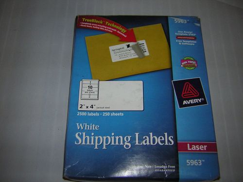 Avery White Shipping Labels for Laser Printers 5963, 2&#034; x 4&#034;, Box of 2500