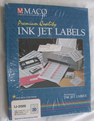 MACO Premium Ink Jet IJ-2000 LABELS Same as Avery 8161 Easy Peel, New, Sealed