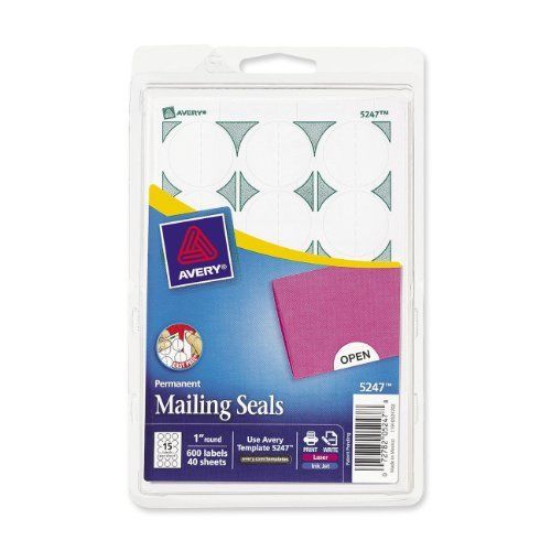 Avery Mailing Seals for Laser and Inkjet Printers, 1 inch Round, White, Pack New