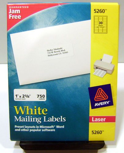 AVERY #5260 White Address Laser Labels 1 x 2 5/8&#034; 750 pk Missing 2 Pages