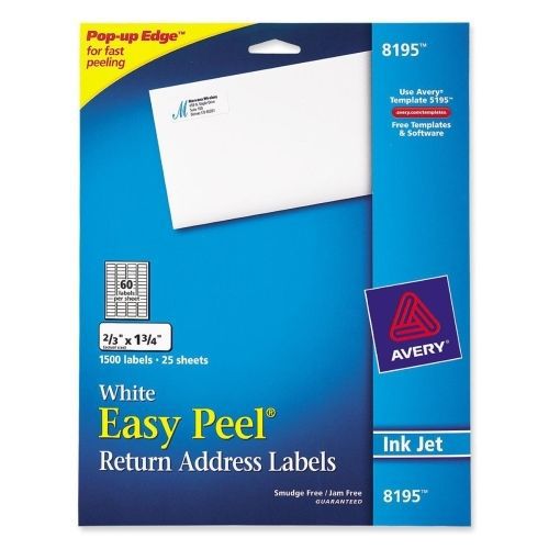 Avery easy peel return address label - 1.75&#034;wx0.66&#034;l - 1500/pk -inkjet for sale