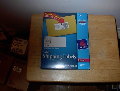 Brand NEW Avery 5163 White Shipping Labels Laser 1000 Labels