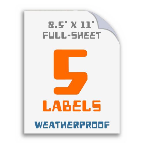 Waterproof Laser Labels 8.5x11 Full Sheet Poly Label Tearproof White 5 Sheets