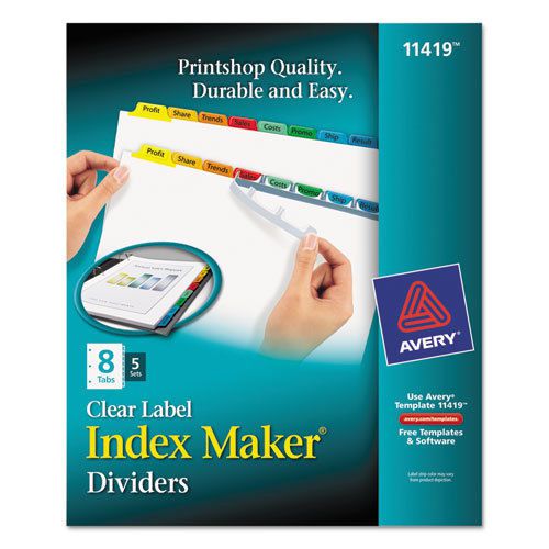 Index Maker Divider w/Multicolor Tabs, 8-Tab, Letter, 5 Sets/Pack