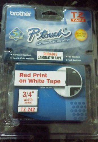 Brother TZ Lettering Label Tape TZ-242 Red Print on White
