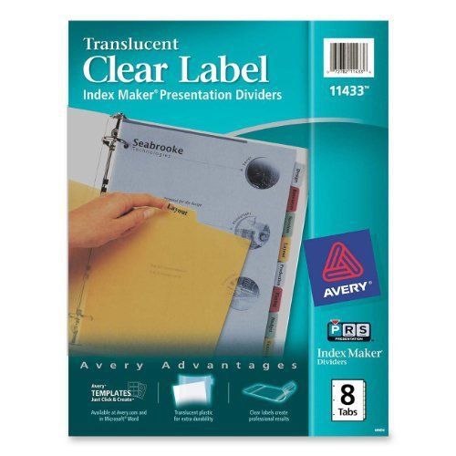 Avery Index Maker Translucent Clear Label Divider - Print-on - 8 (ave11433)