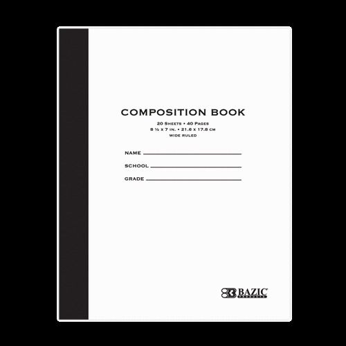 BAZIC 20 ct. 8.5&#034; x 7&#034; Manila Cover Composition Book, Case of 24