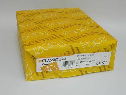 Neenah paper classic laid 80# cover, 8.5x11, natural white, 04071 for sale