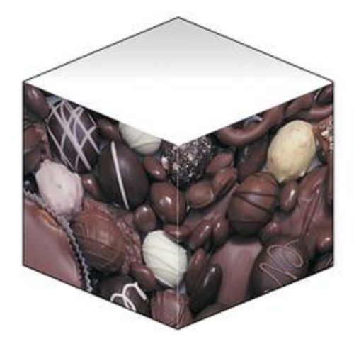 Paper Note Cube White 500 ct, with Adorable Chocolate Design - Great Gift!
