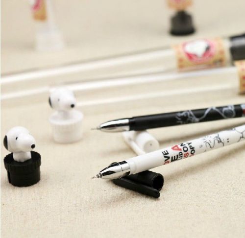 Us lot 2pcs m&amp;g snoopy figure dog black 0.38mm gel ink pens ball pen office cute for sale