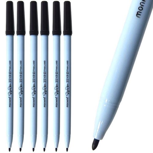 x12 MonAmi Sign Pen 351 Signature Marking Pen Marker for Office, Aqua Ink, Black