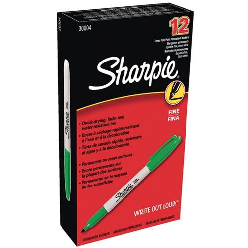 Sharpie Permanent Marker Pen Fine Point Green 1 Box