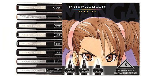 New prismacolor premier manga illustration marker set, 8 colored art markers for sale
