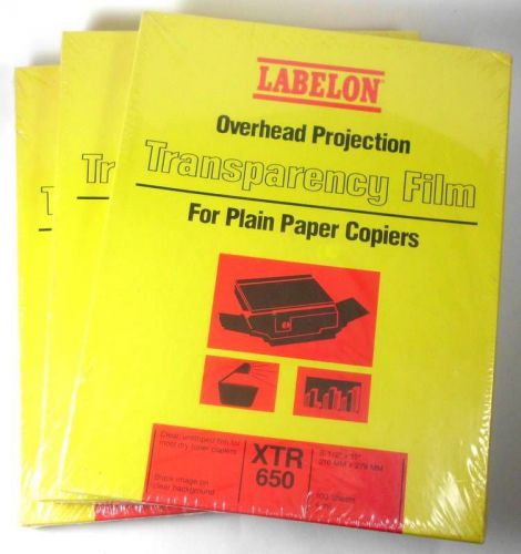 LABELON Overhead Projection Transparency Film 3 Boxes of 100 Sheets ea XTR-650