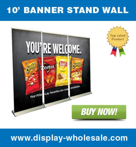 10&#039; premium retractable roll up banner stand wall + free vinyl print for sale