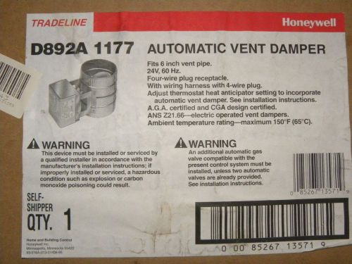 Honeywell Tradeline D892A 1177 6&#034; Automatic Vent Damper 24VAC 60Hz NEW!