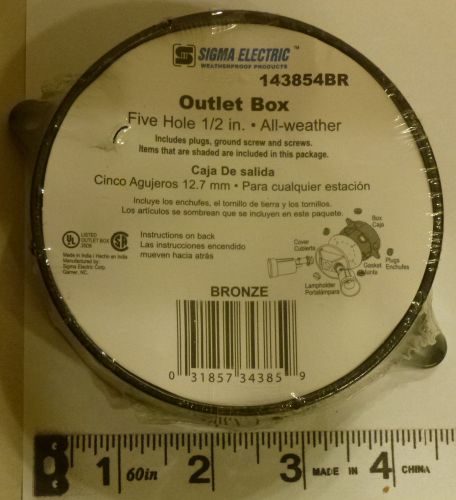 Sigma Electric Five Hole 1/2&#034; inch All Weather Outlet Box 143854BR Bronze