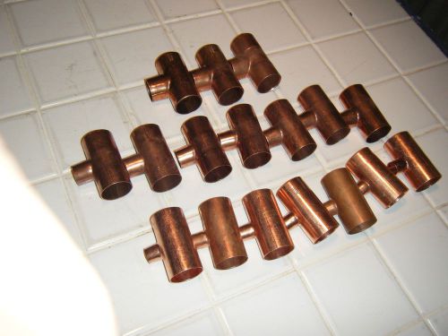 17 lot - 1 1/4&#034; x 1 1/4&#034; x 1&#034; etc copper pipe fitting cello reducing solder tee for sale