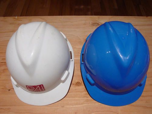 2 MSA V-Guard Cap Style Hard Hats ANSI Z89.1 SEI Certified Blue and White Medium