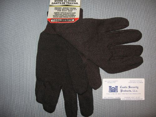 Non-slip brown jersey gloves firm grip pvc dotted brown jersey work gloves for sale